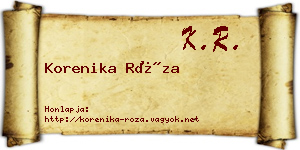 Korenika Róza névjegykártya